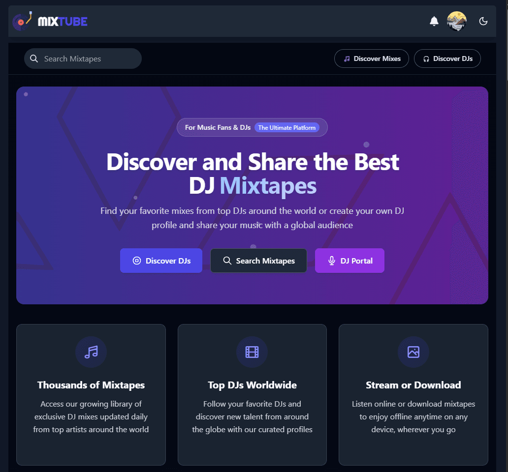 Mixtube - A platform like soundcloud for djs 